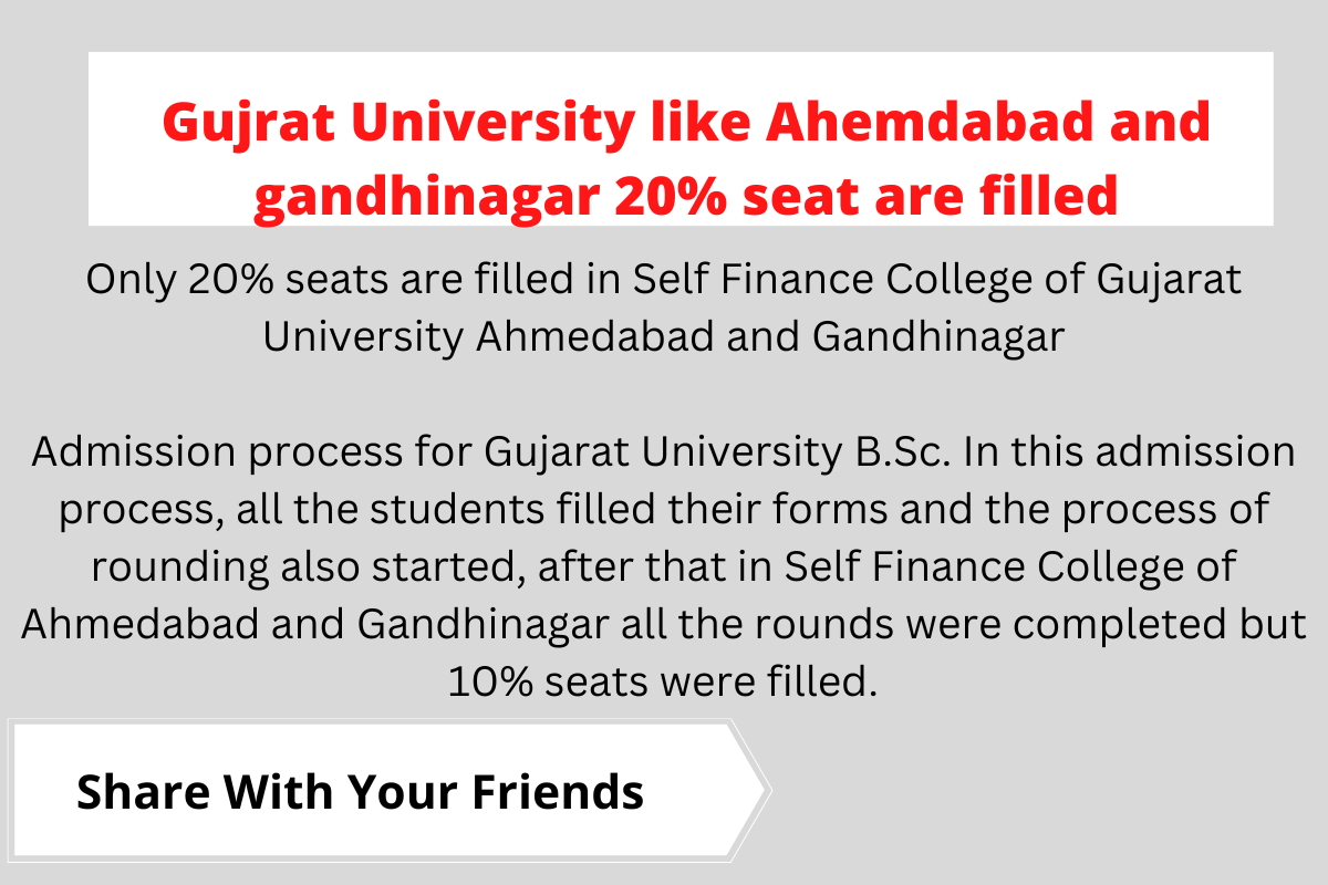 Gujrat University like Ahemdabad and gandhinagar 20% seat are filled