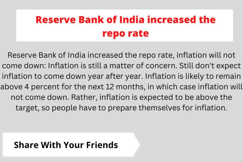 Reserve Bank of India increased the repo rate